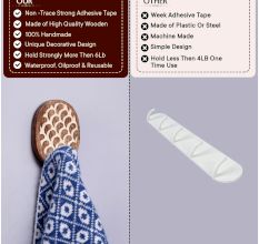 Wooden Brown White No Damage Wall Adhesive Hook